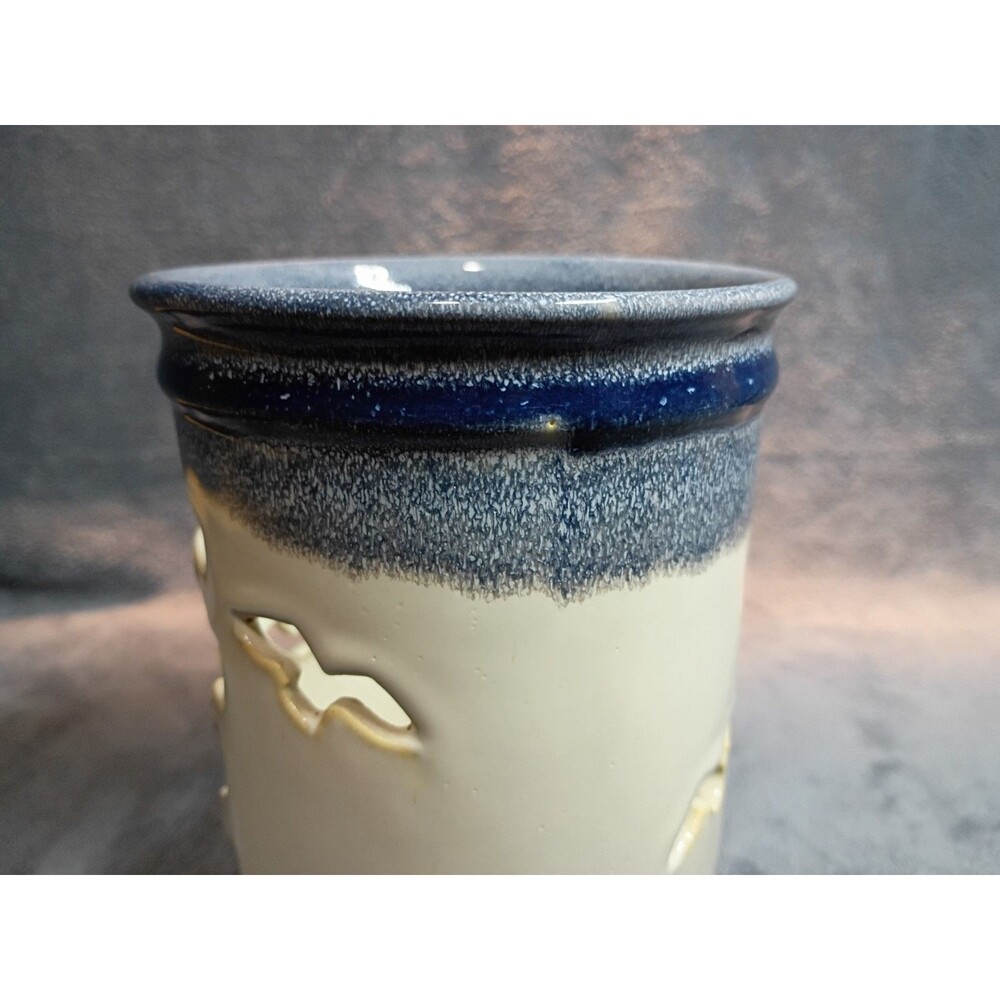 Retired Yankee Candle Lighthouse Ceramic Candle Holder Set Coastal Nautical Blue - Picture 10 of 16